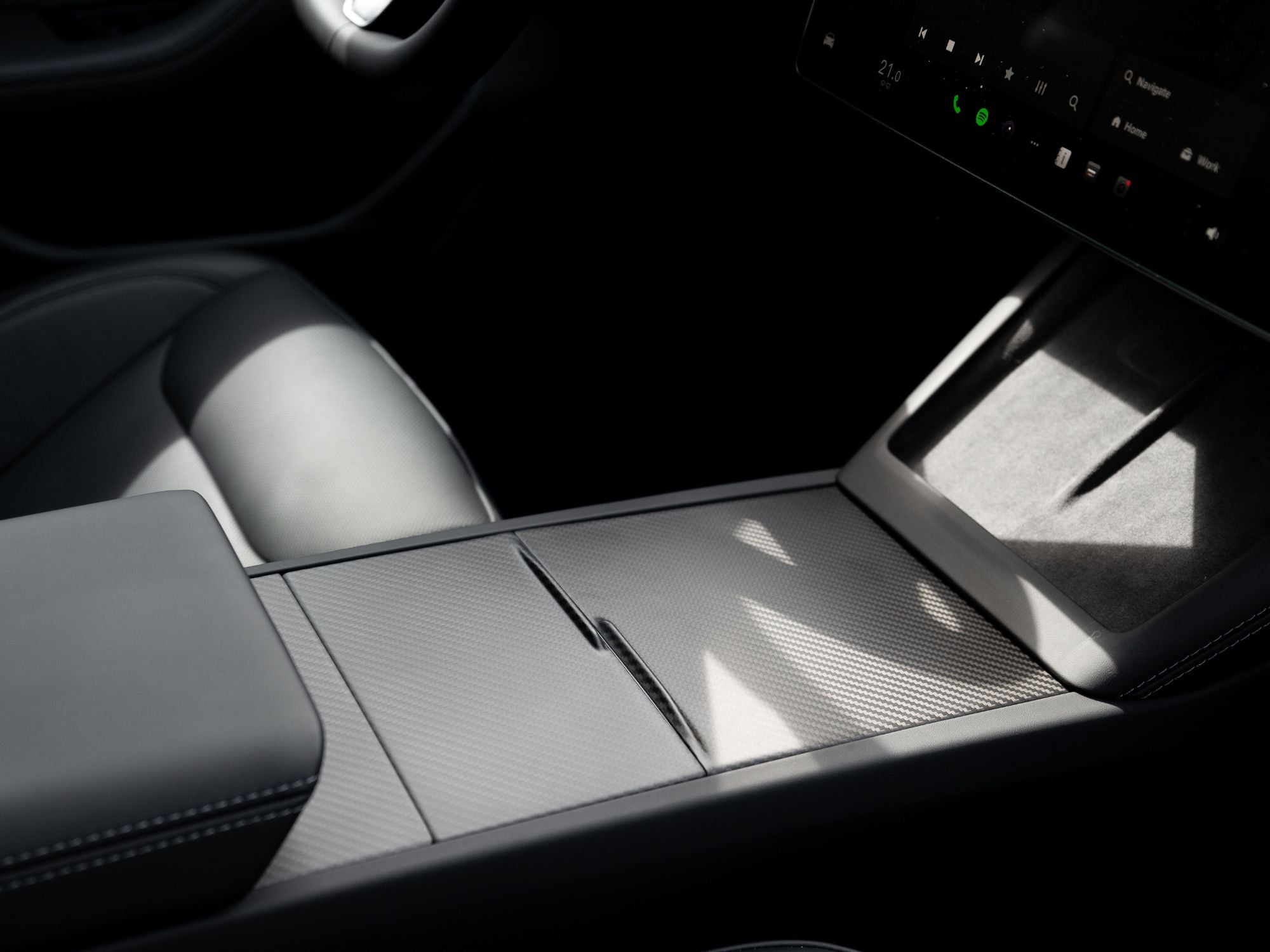 Dry Carbon Fiber Center Console Cover - Tesla Model 3 Highland